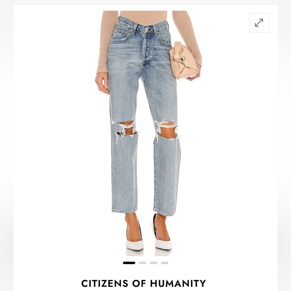 Citizens of Humanity Jeans! V Front Wife Leg in Blue - Elodie Destruction